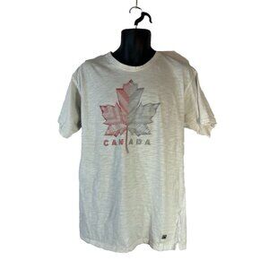 It’s Fun To Be Canadian Red Gray Maple Leaf Logo White Heather T Shirt Size XL